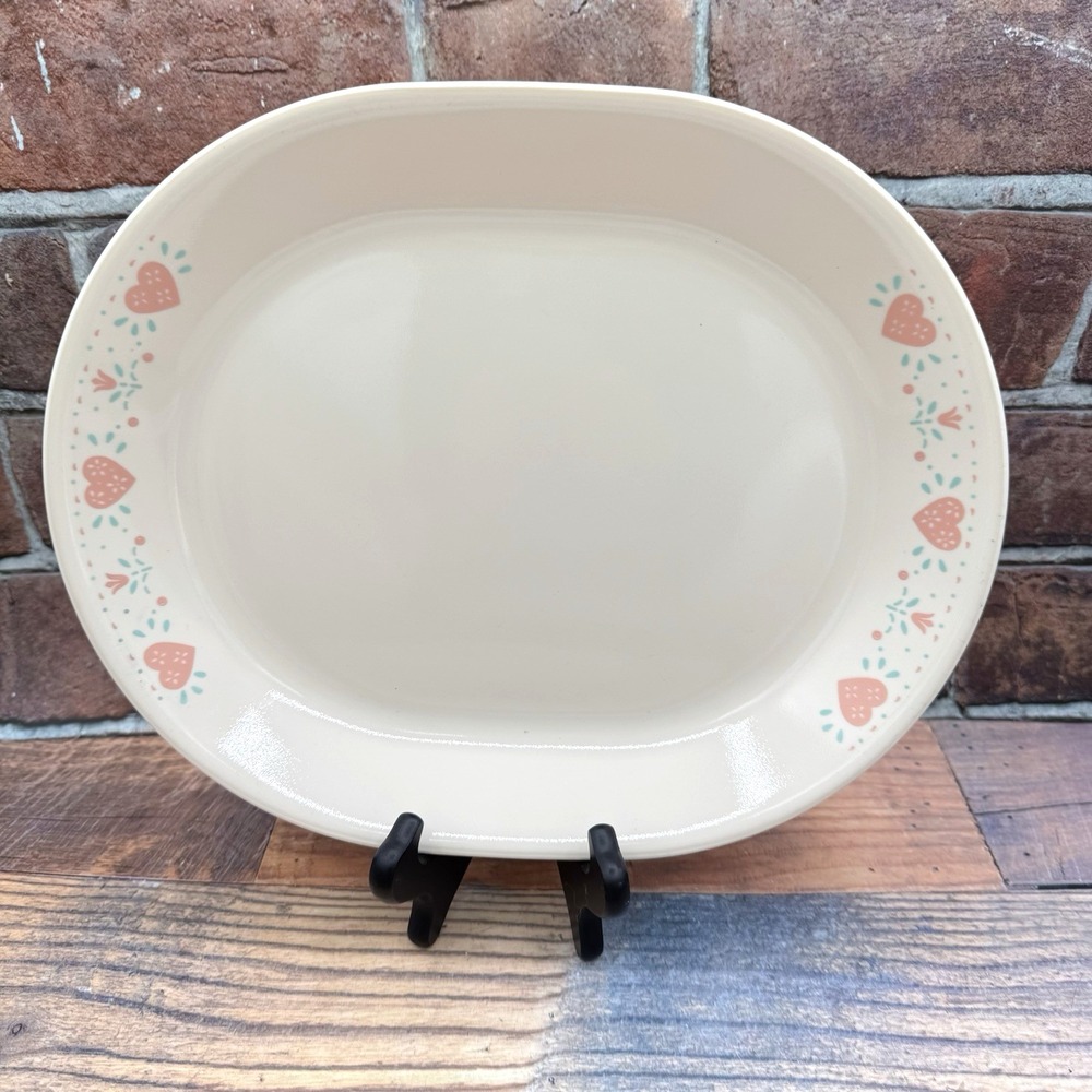 Corelle Forever Yours Heart Oval Serving Platter Vintage Cottagecore Grannycore